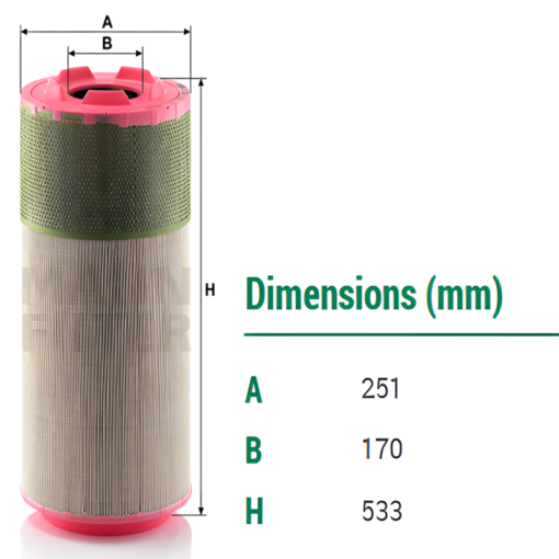 Lọc gió Mann filter C 26 1100 cho máy nén khí