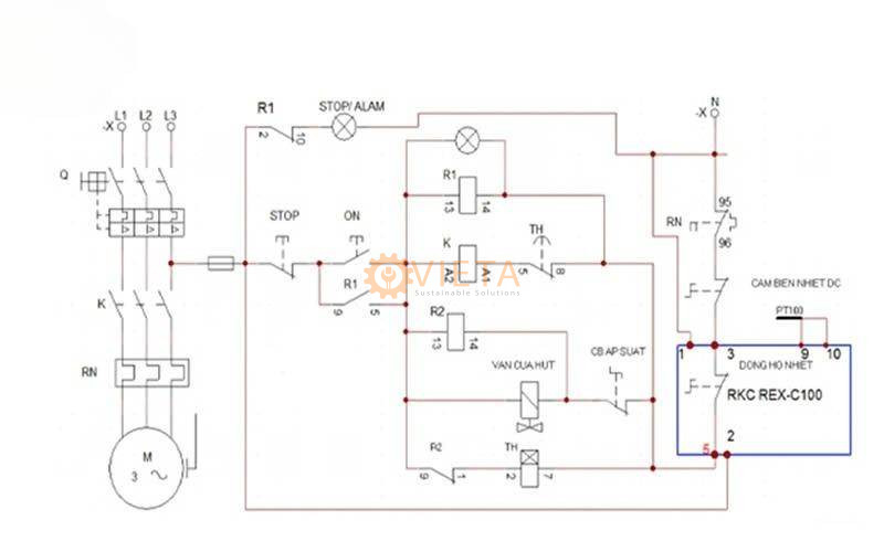 Sơ đồ mạch điện máy nén khí trục vít