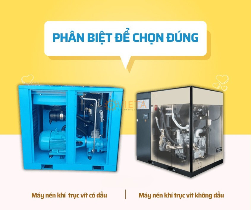 Phân biệt máy nén khí trục vít có dầu và không dầu