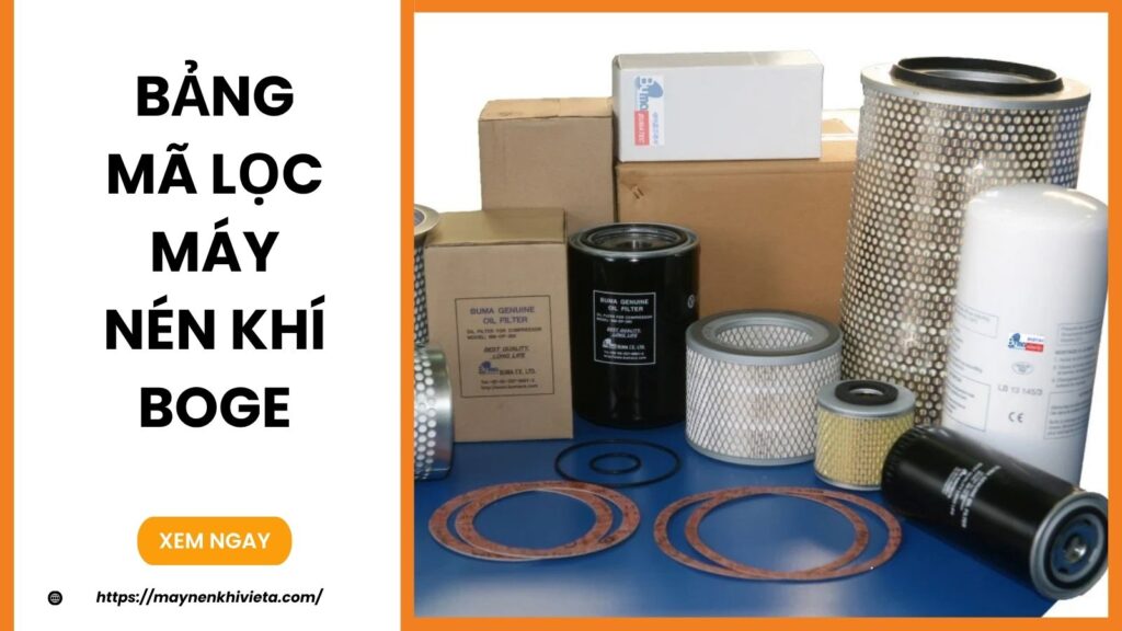 Bảng mã lọc máy nén khí Boge