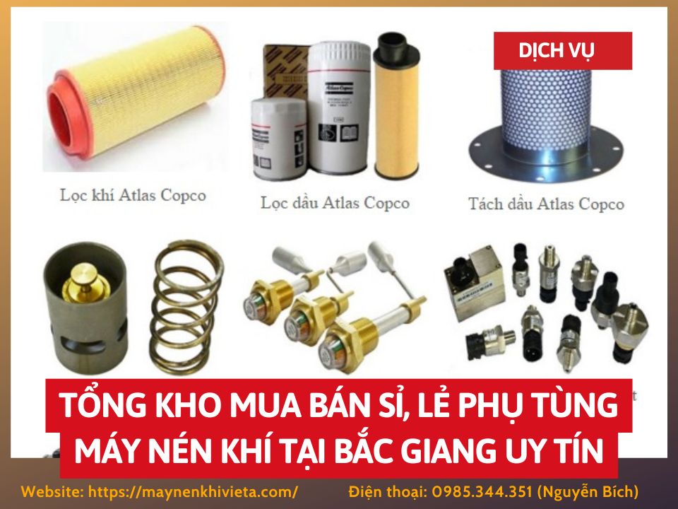 Tổng kho mua bán sỉ, lẻ phụ tùng máy nén khí tại Bắc Giang uy tín