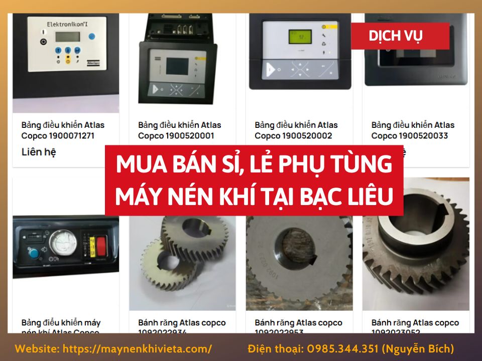 Tổng kho mua bán sỉ, lẻ phụ tùng máy nén khí tại Bạc Liêu uy tín