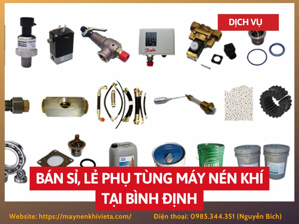Tổng kho mua bán sỉ, lẻ phụ tùng máy nén khí tại Bình Định uy tín