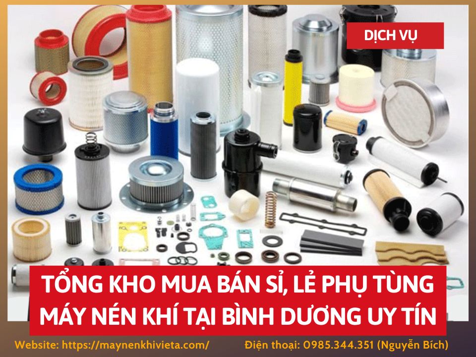 Tổng kho mua bán sỉ, lẻ phụ tùng máy nén khí tại Bình Dương uy tín