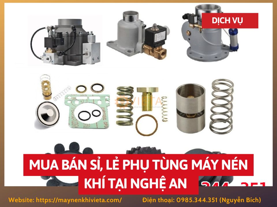 Tổng kho mua bán sỉ, lẻ phụ tùng máy nén khí tại Nghệ An uy tín