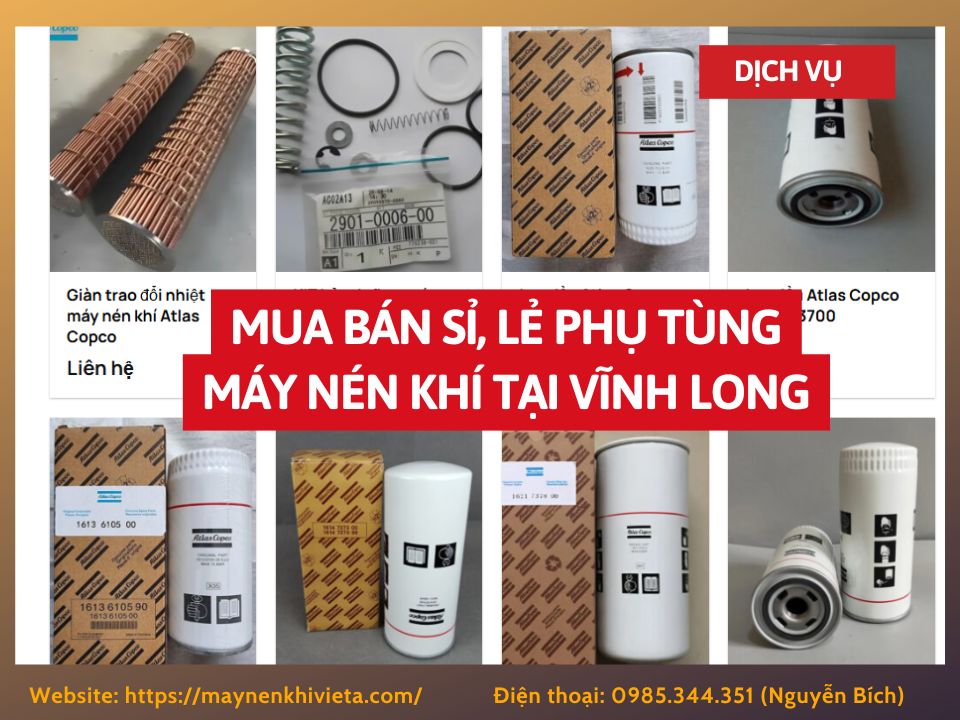 Tổng kho mua bán sỉ, lẻ phụ tùng máy nén khí tại Vĩnh Long uy tín
