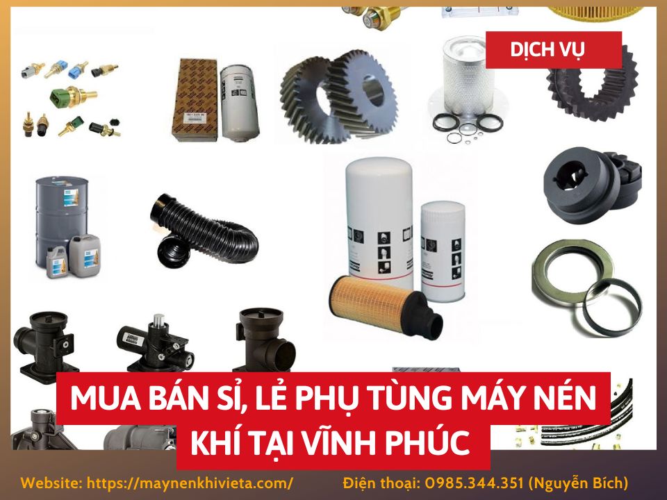 Tổng kho mua bán sỉ, lẻ phụ tùng máy nén khí tại Vĩnh Phúc uy tín