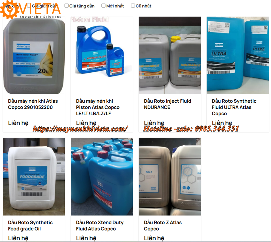 Dầu máy nén khí Atlas Copco Dầu máy nén khí Atlas Copco