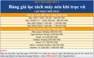 giá lọc tách máy nén khí trục vít